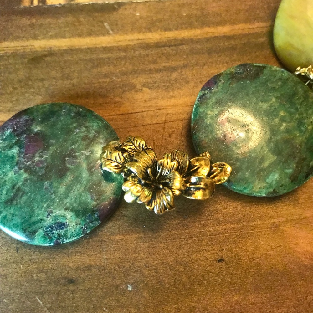 VTG - Natural yellow Jadeite and Ruby Zoisite - Picture 8 of 9